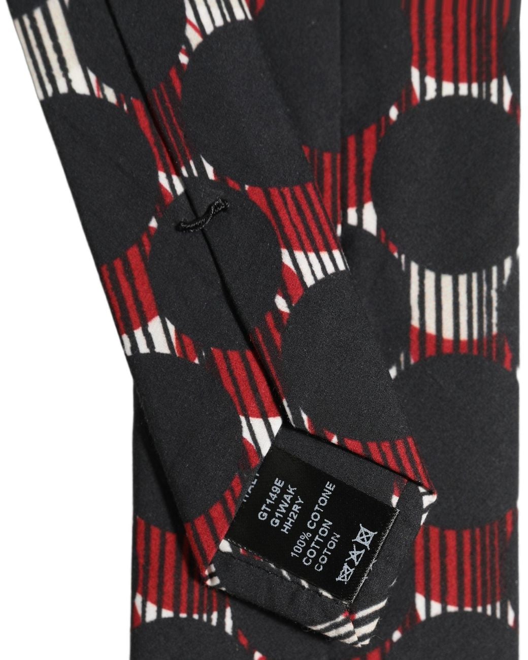 Dolce & Gabbana Black Multicolor Cotton Geometric Adjustable Tied Necktie Tie for men
