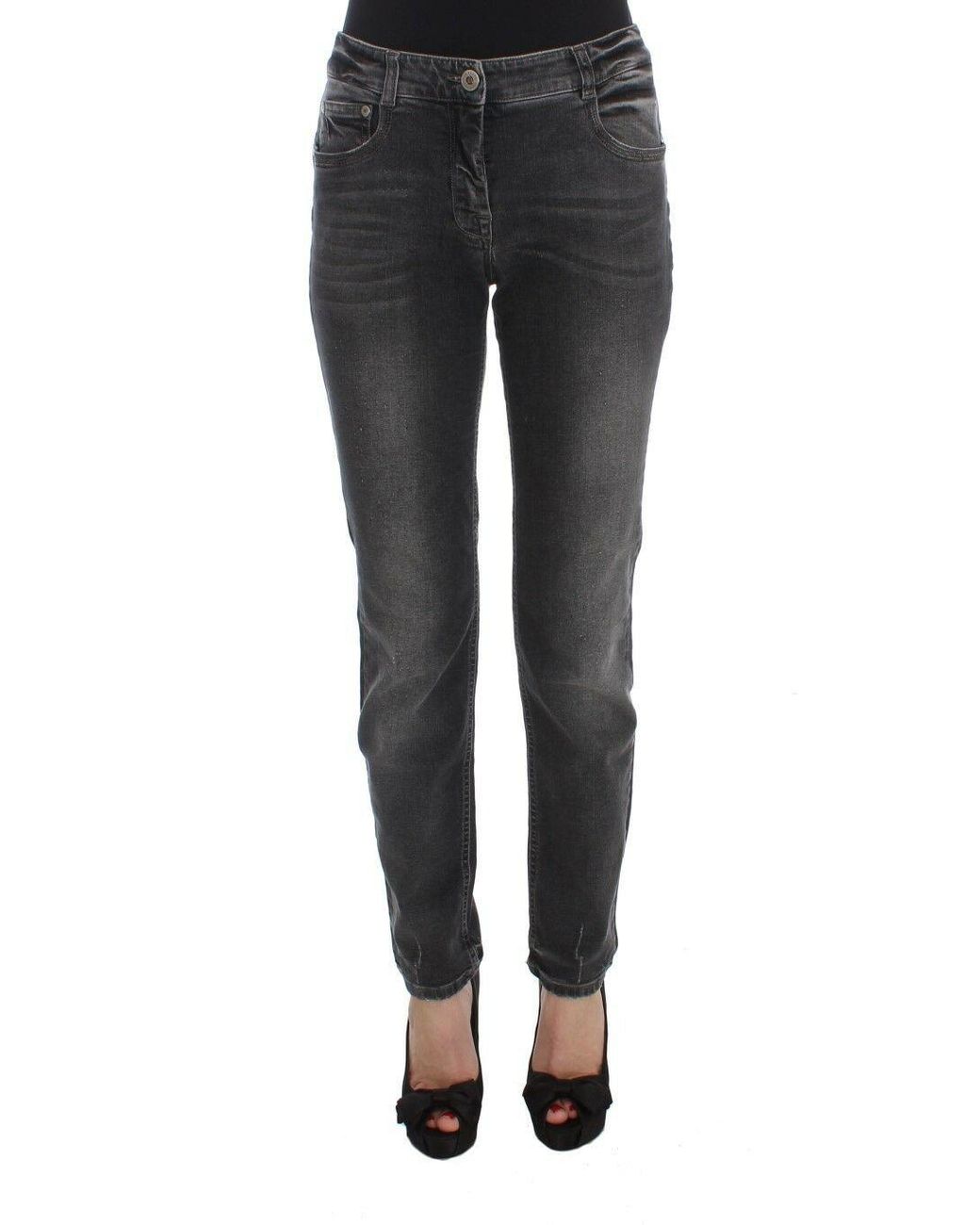 Ermanno Scervino Multicolor Cotton Blend Stretch Jean Gray Sig30287