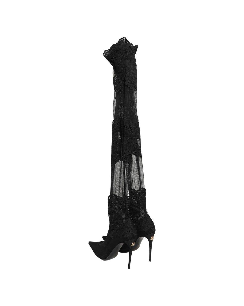 Dolce & Gabbana Black Over The Knee Sock Pumps Boots Shoes