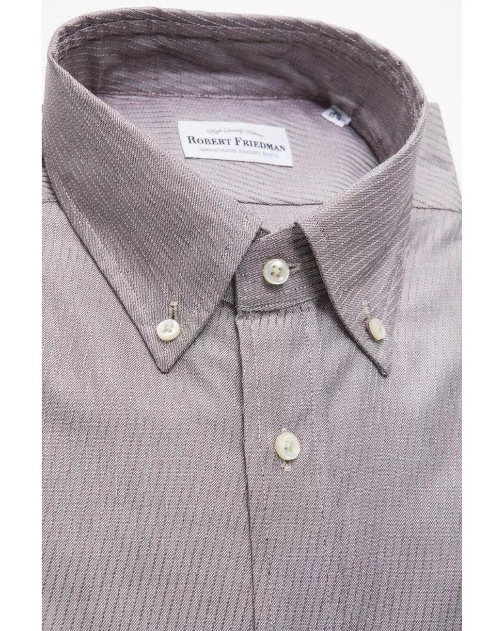 Robert Friedman Gray Cotton Button Down Shirt for men