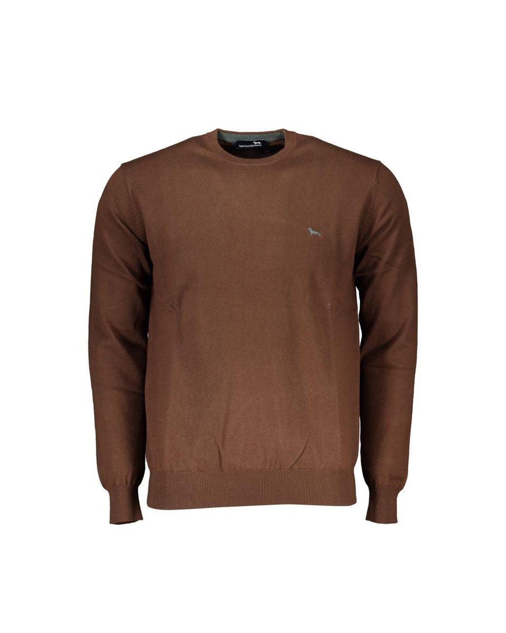 Harmont & Blaine Brown Elegant Crew Neck Embroidered Sweater for men