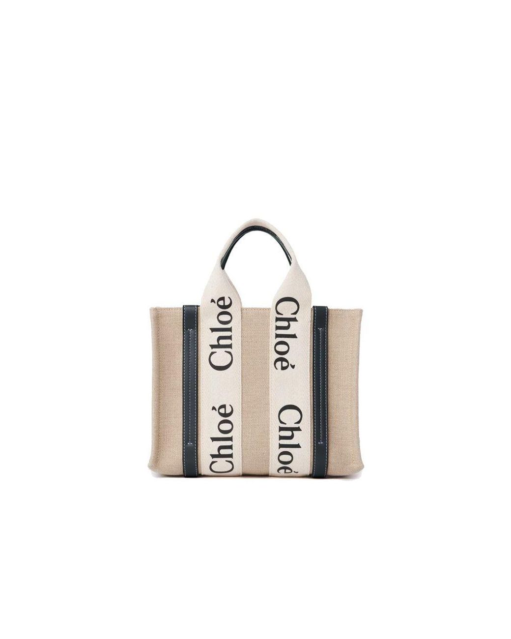Chloé Metallic Beige Linen Tote Bag