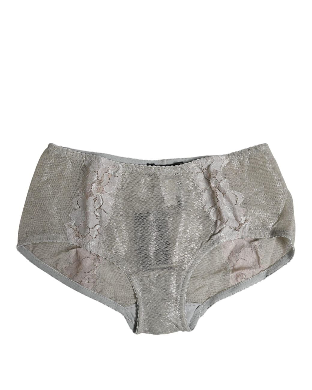 Dolce & Gabbana Gray Cotton Floral Lace High Waist Panty Underwear for men