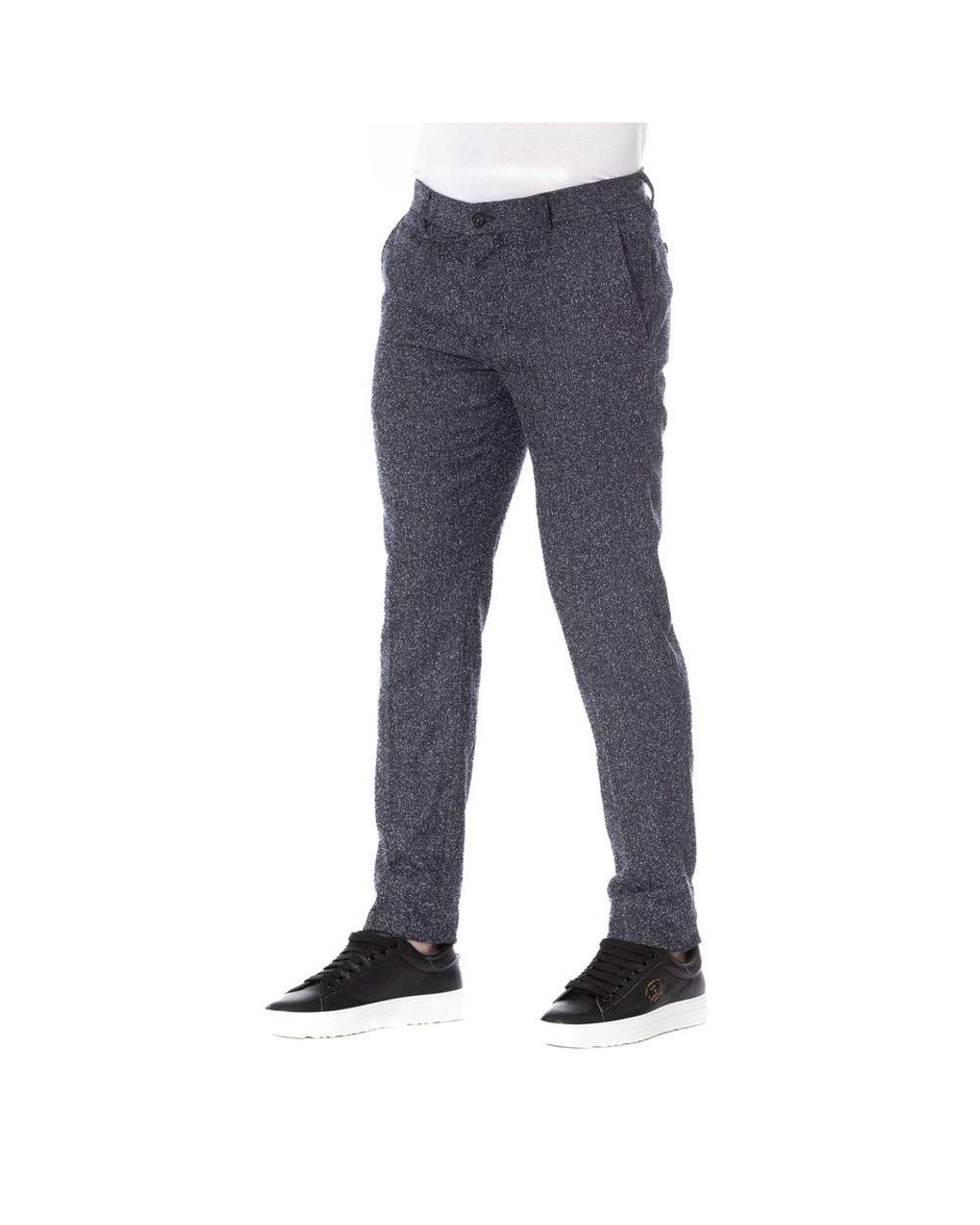 Trussardi Blue Black Cotton Men Pant for men