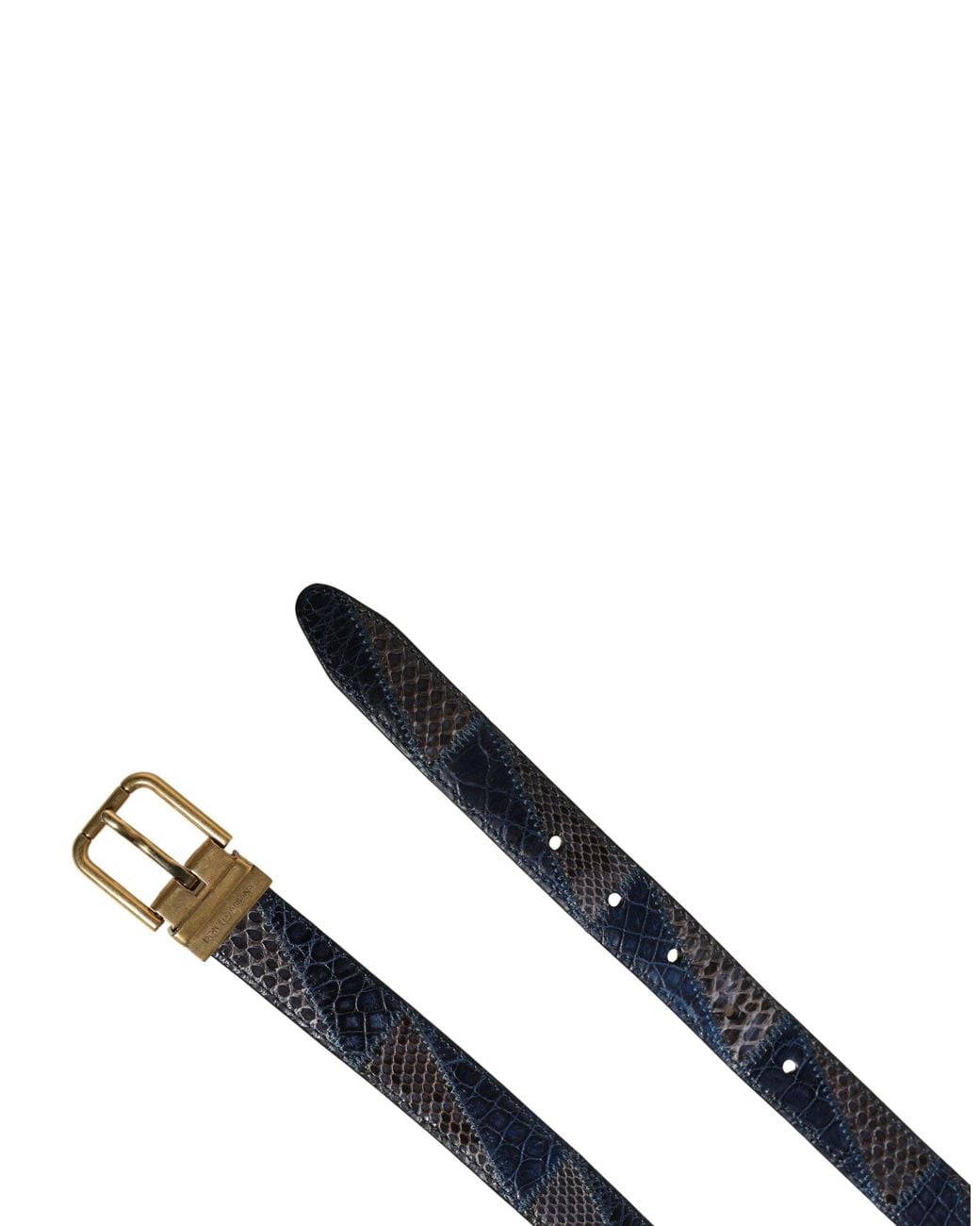 Dolce & Gabbana Blue Leather Metal Buckle Belt Caiman Reticolato Python for men