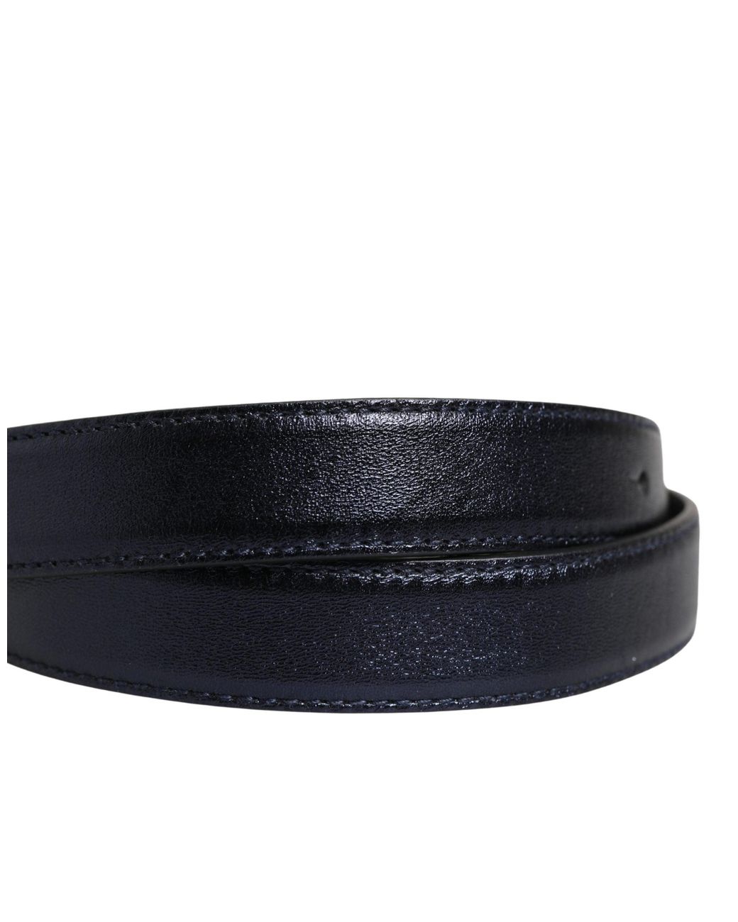 Dolce & Gabbana Men Black Classic Leather Square Buckle Belt for men
