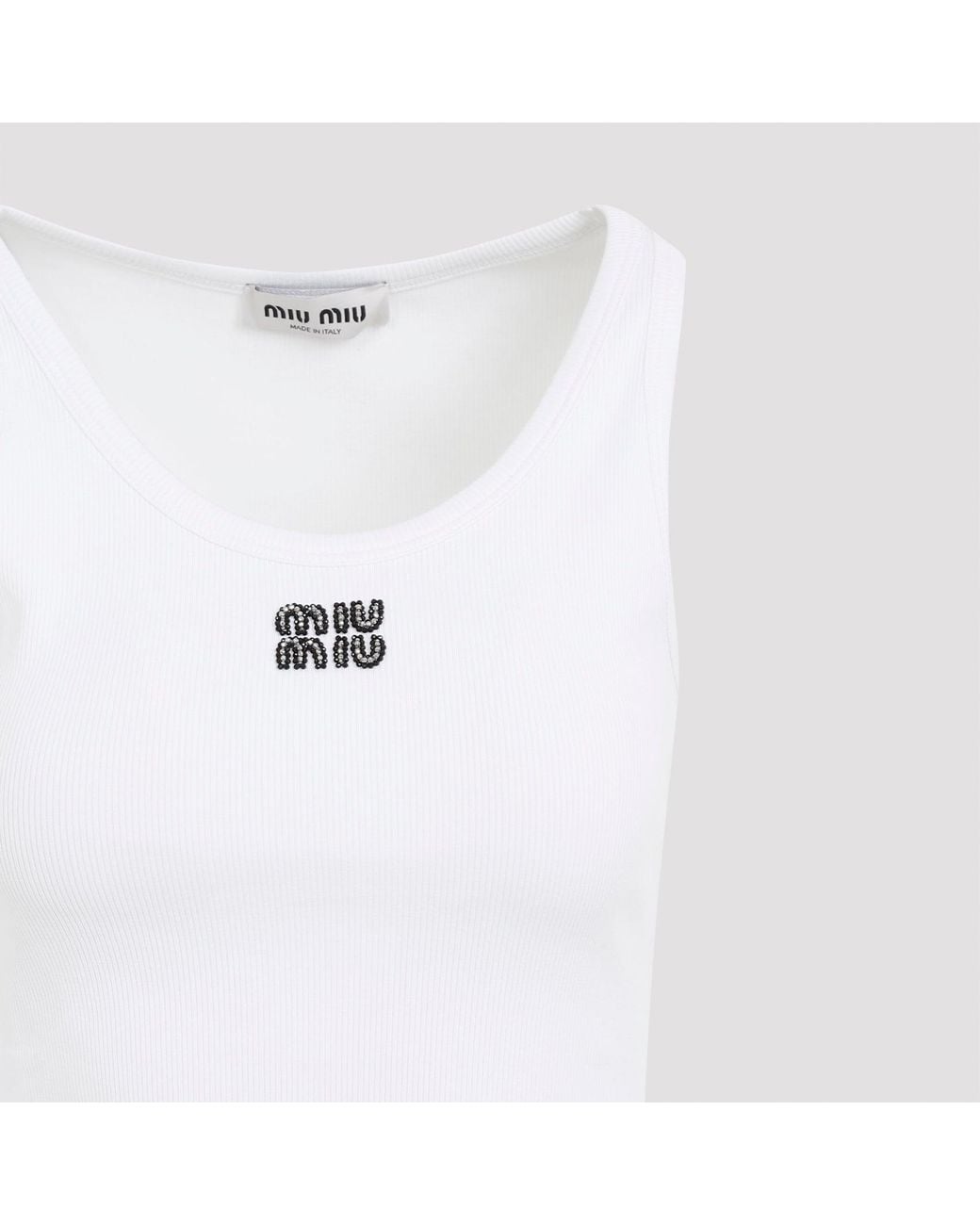 Miu Miu White Cotton Tank Top | Lyst