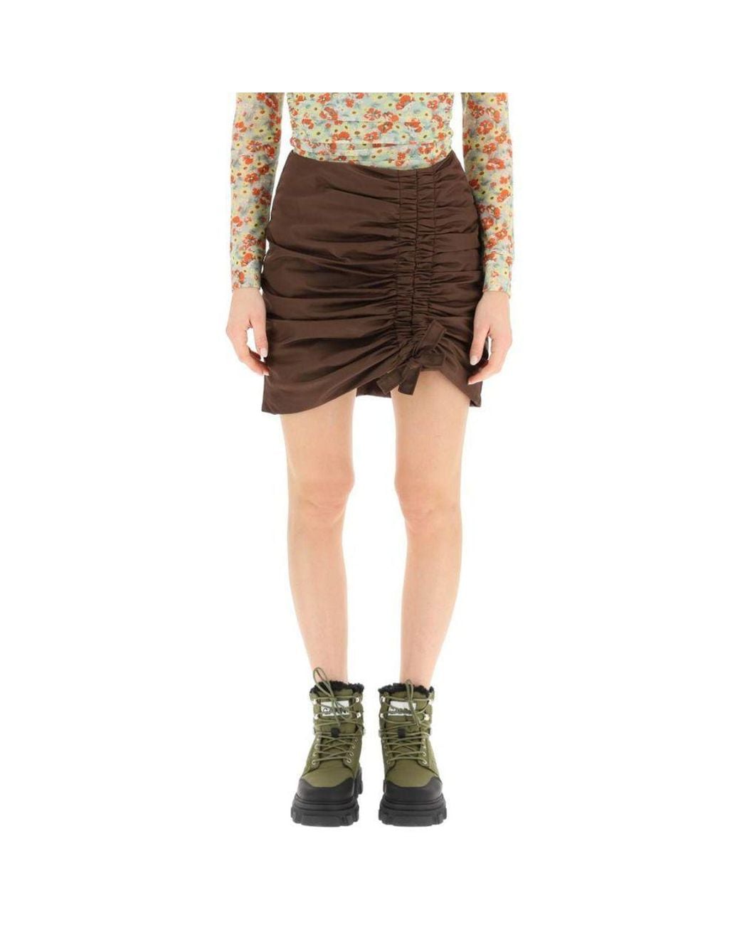 Ganni Brown Acetate Mini Skirt