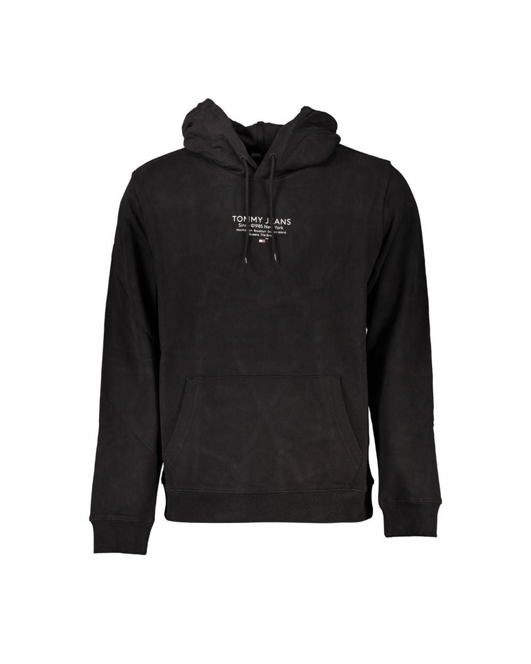 Tommy Hilfiger Black Elegant Long-Sleeved Hooded Sweatshirt for men