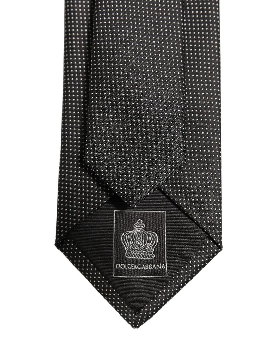 Dolce & Gabbana Black Silk Micro Polka Dot Adjustable Tied Necktie Tie for men