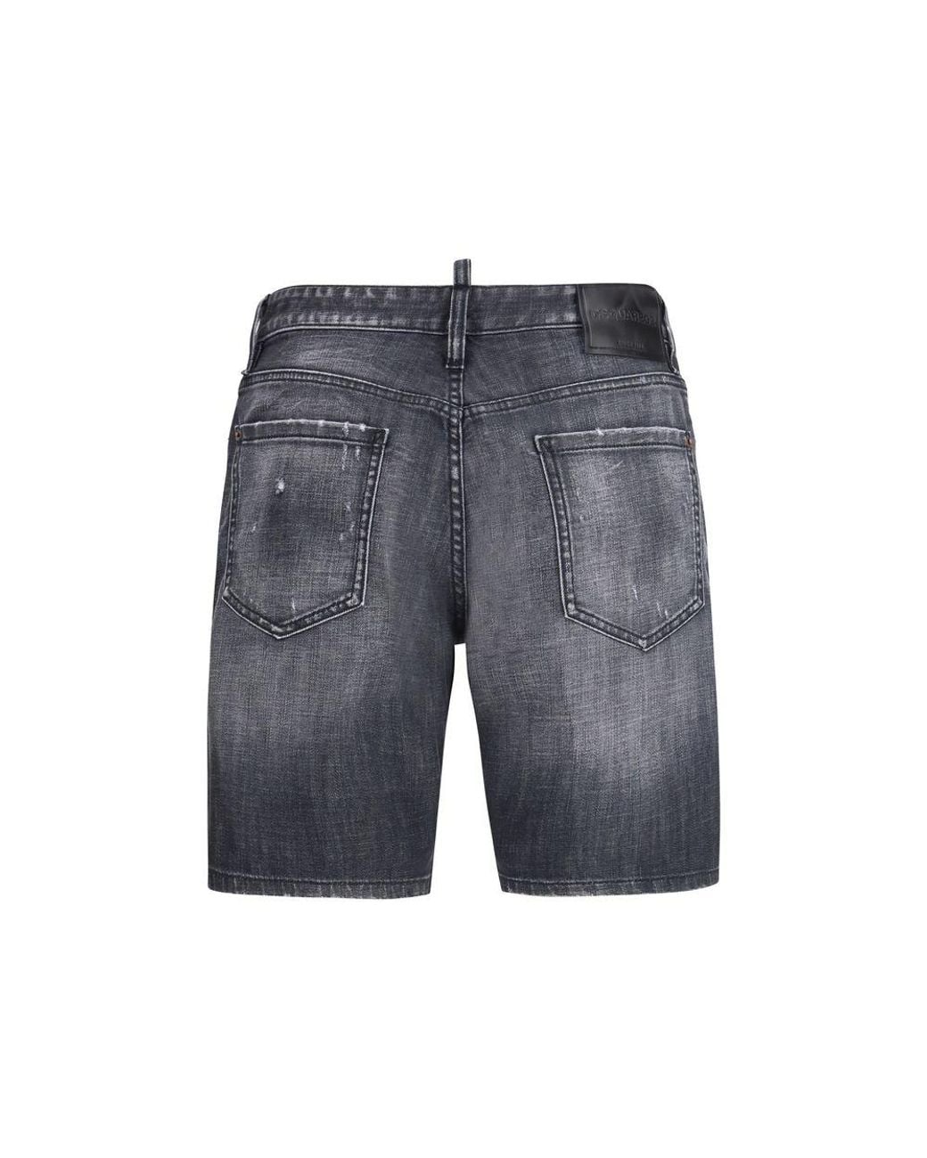 DSquared² Gray Black Cotton Bermuda Shorts for men