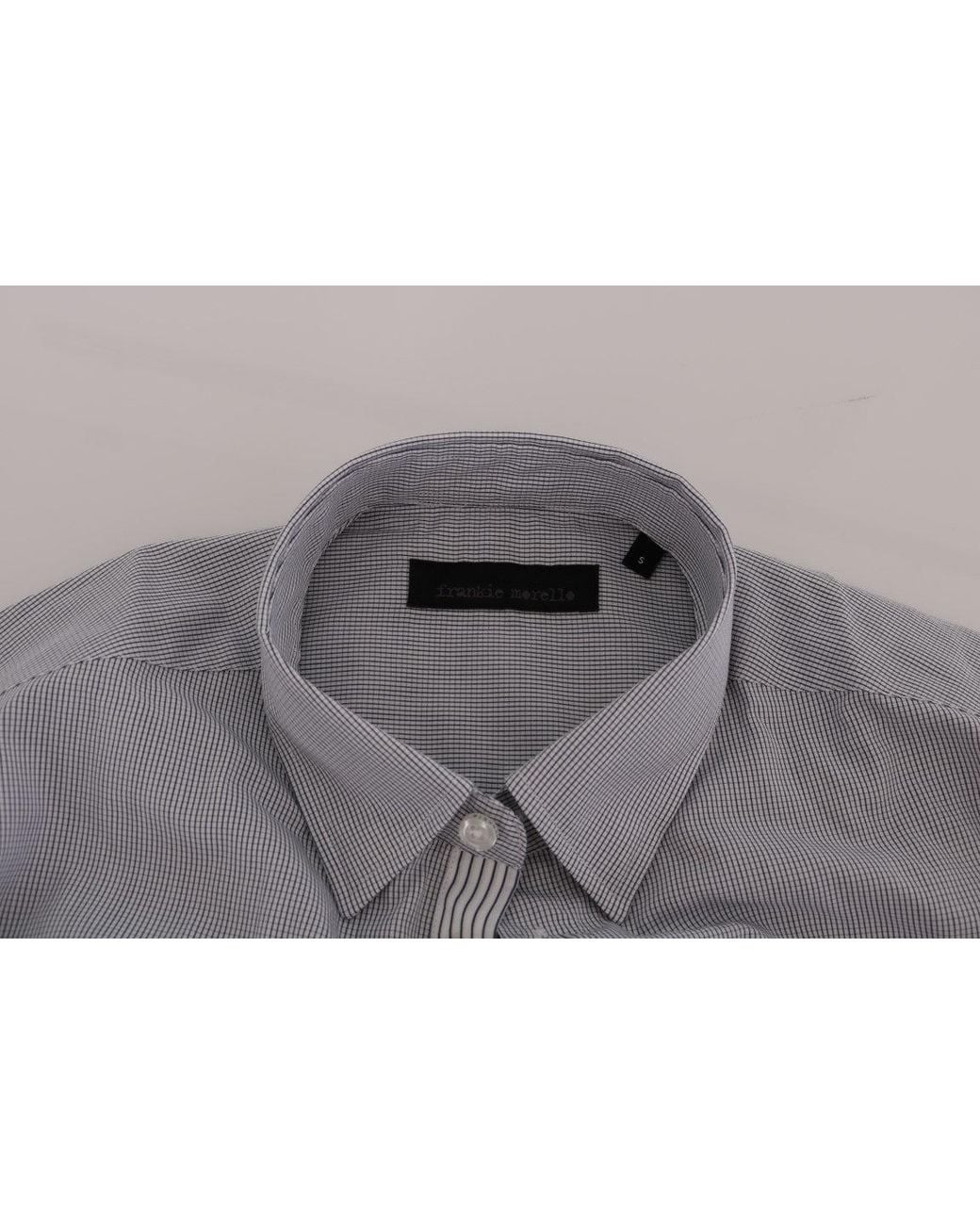 Frankie Morello Gray Check Regular Fit Shirt Blue Tsh1399 for men