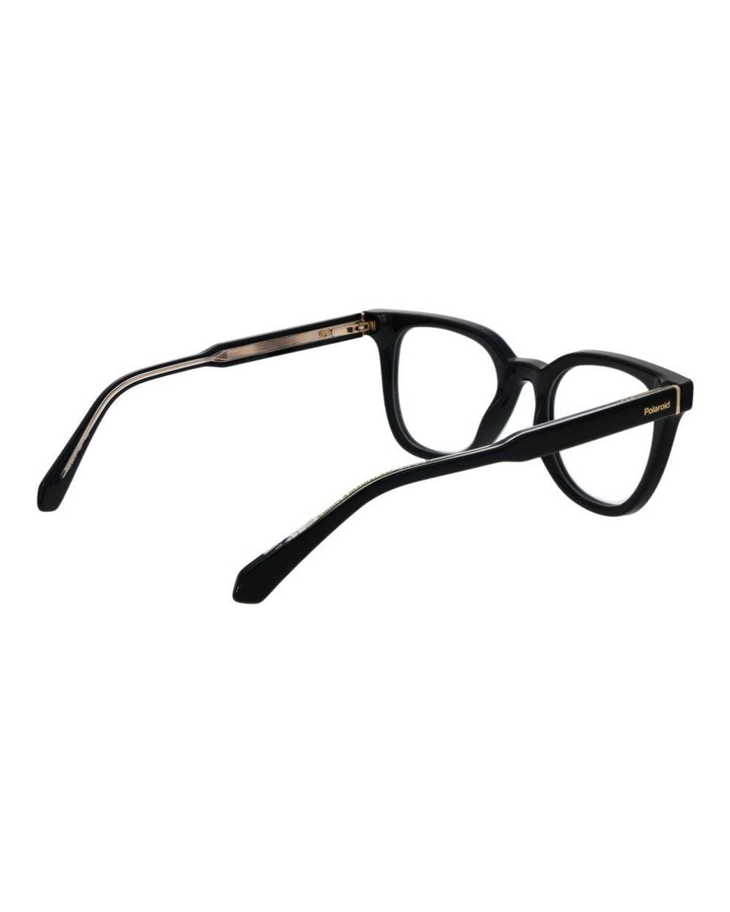 Polaroid Black Full-Rim Panto Optical Frames With Plastic Demo Lenses