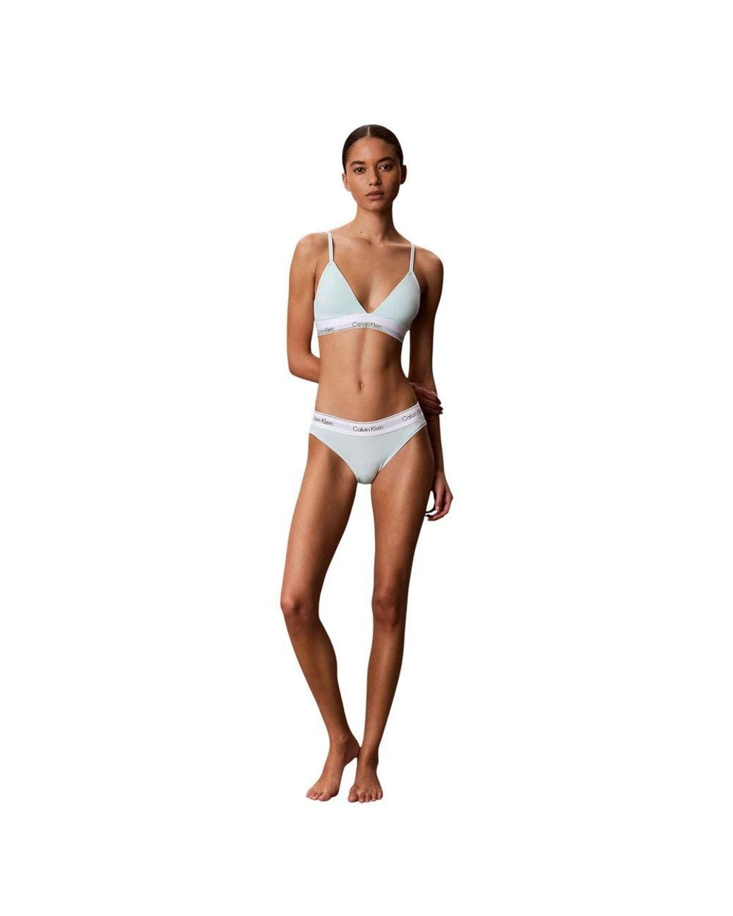 Calvin Klein White Green Cotton Bra