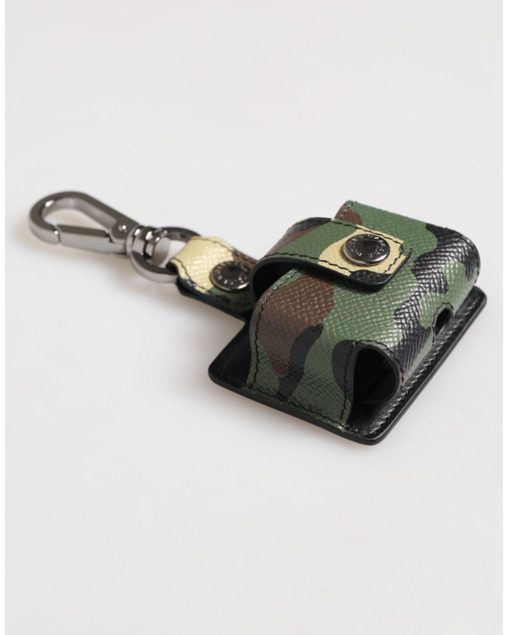 Dolce & Gabbana Multicolor Camouflage Leather Metal Accessory Airpods Case for men