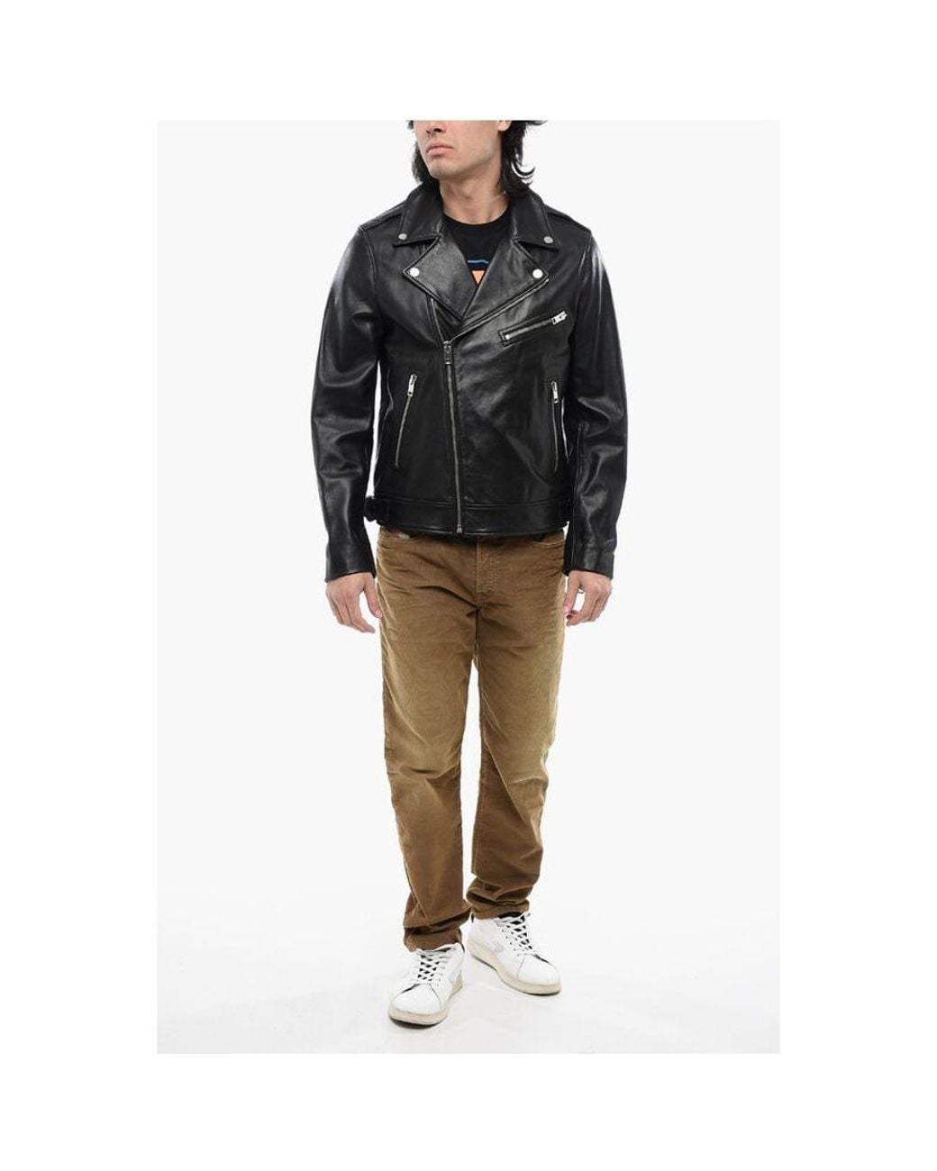 DIESEL Leather L-Garrett-R Biker Jacket in Black for Men | Lyst UK
