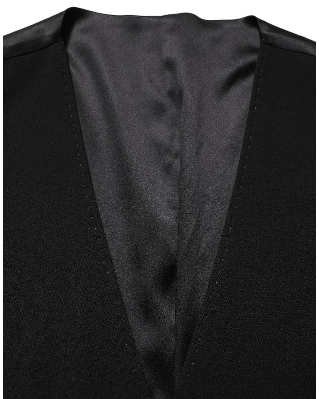 Dolce & Gabbana Black Wool Single Breasted Waistcoat Vest for men