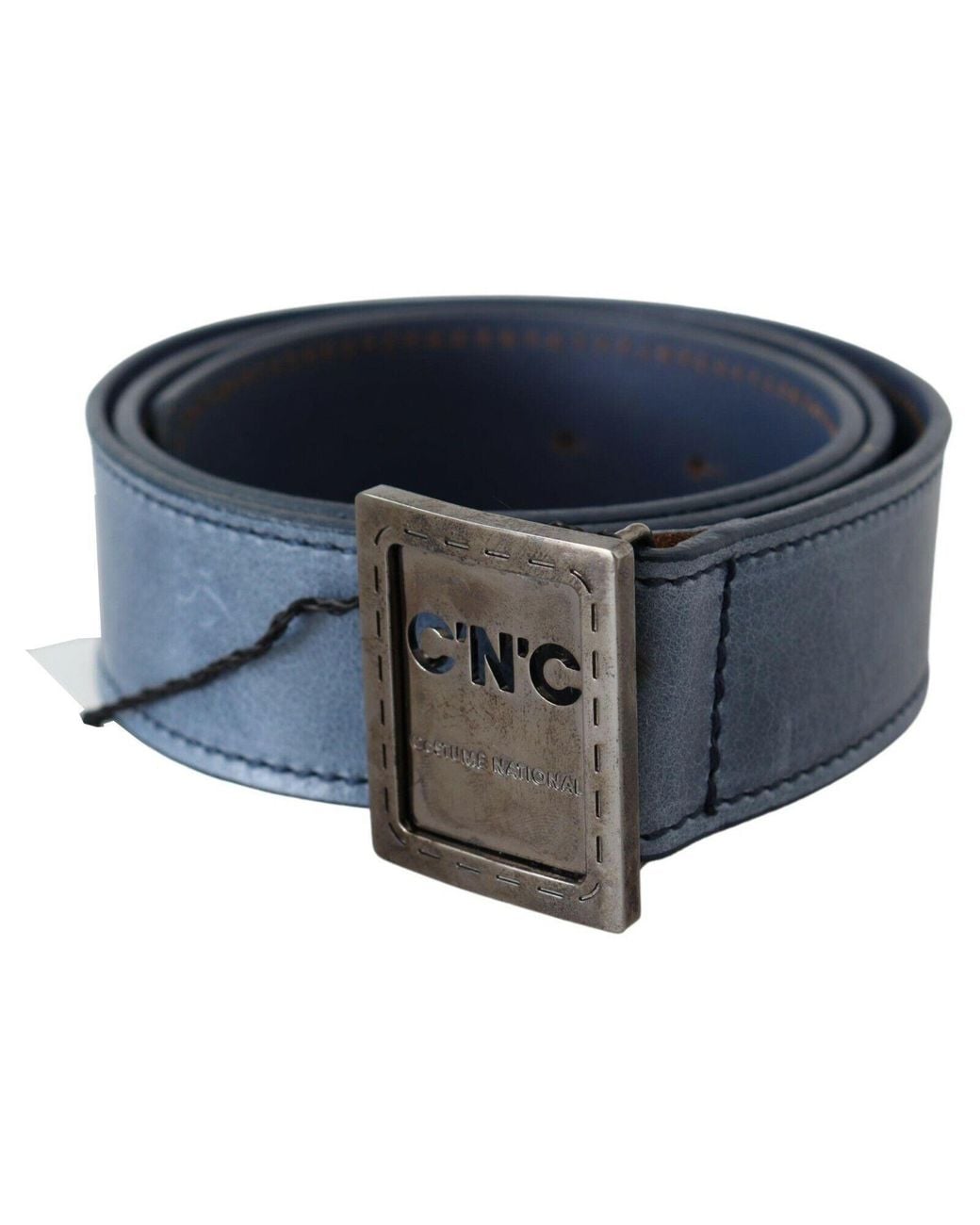 CoSTUME NATIONAL Blue Normal Leather Logo Buckle Belt