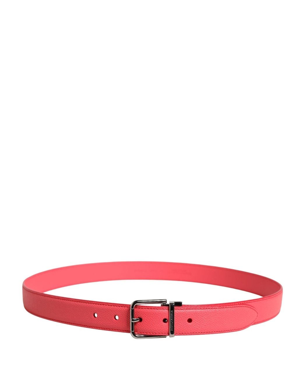 Dolce & Gabbana Pink Calf Leather Metal Buckle Belt