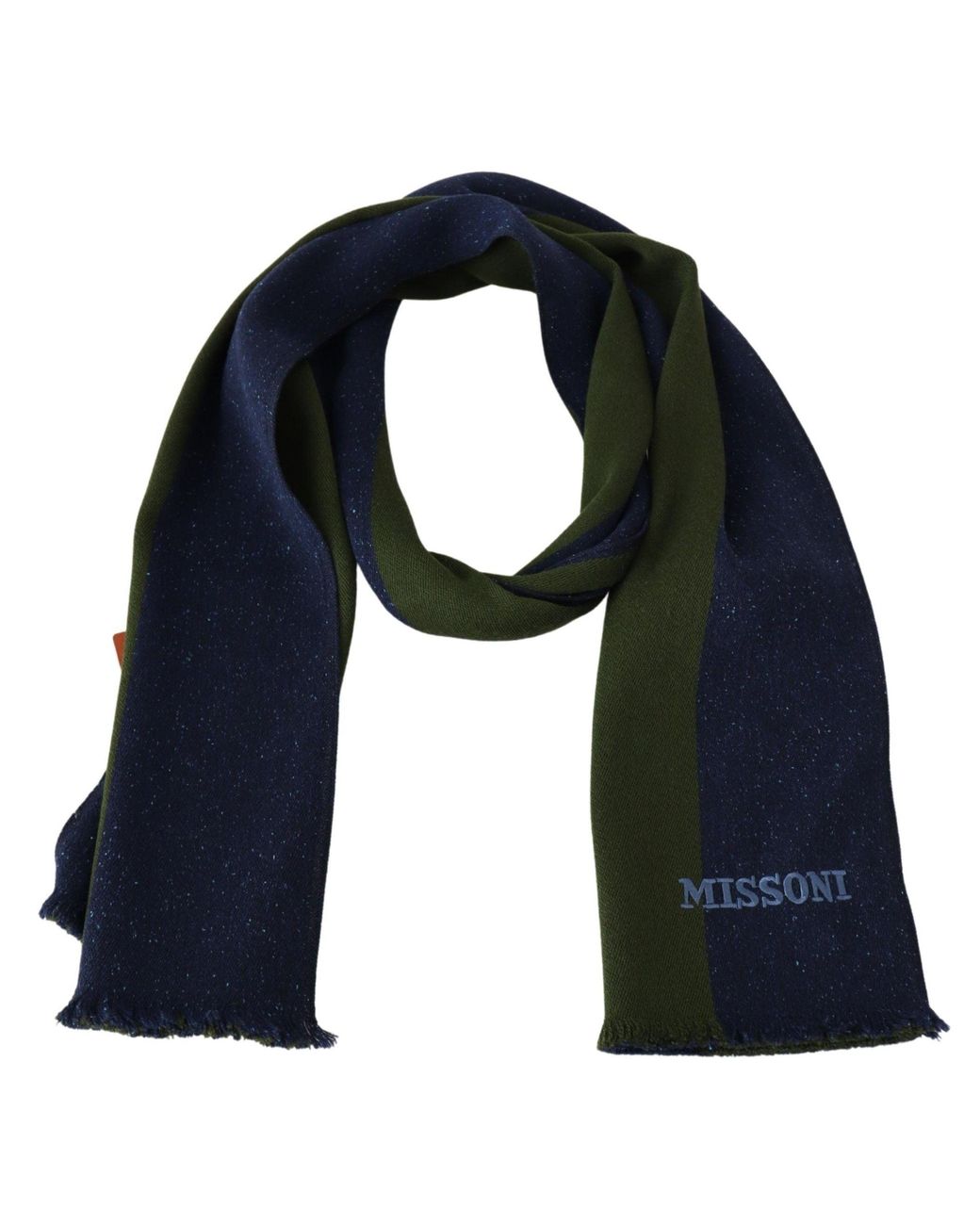 Missoni Black Green Striped Wool Unisex Neck Wrap Shawl Blue