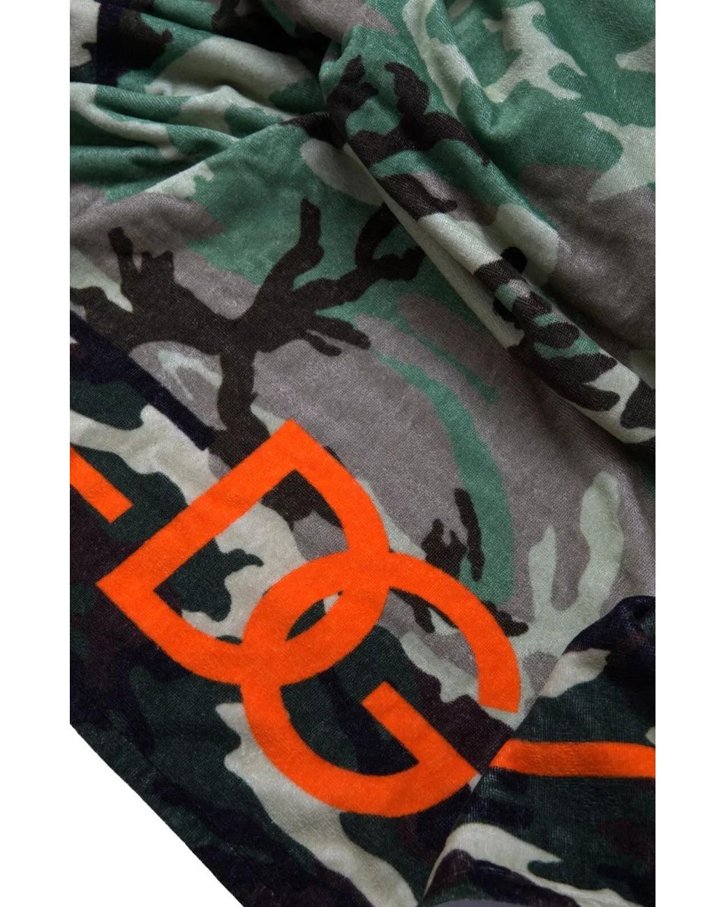 Dolce & Gabbana Green Printed Cotton Wrap Shawl Scarf for men
