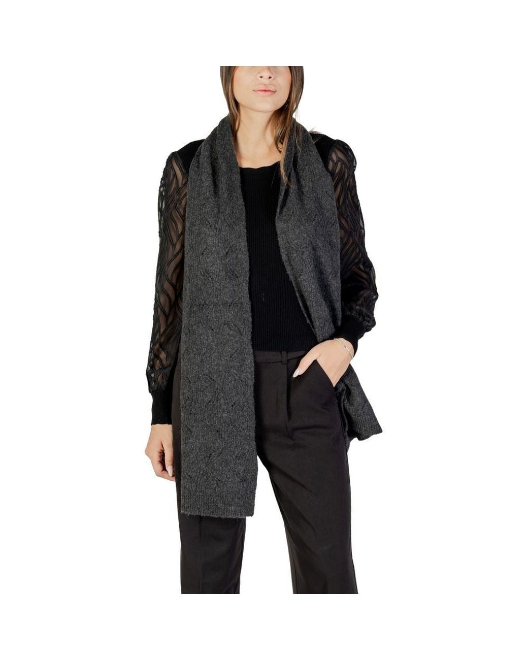 ONLY Black Gray Recycled Polyester Scarf