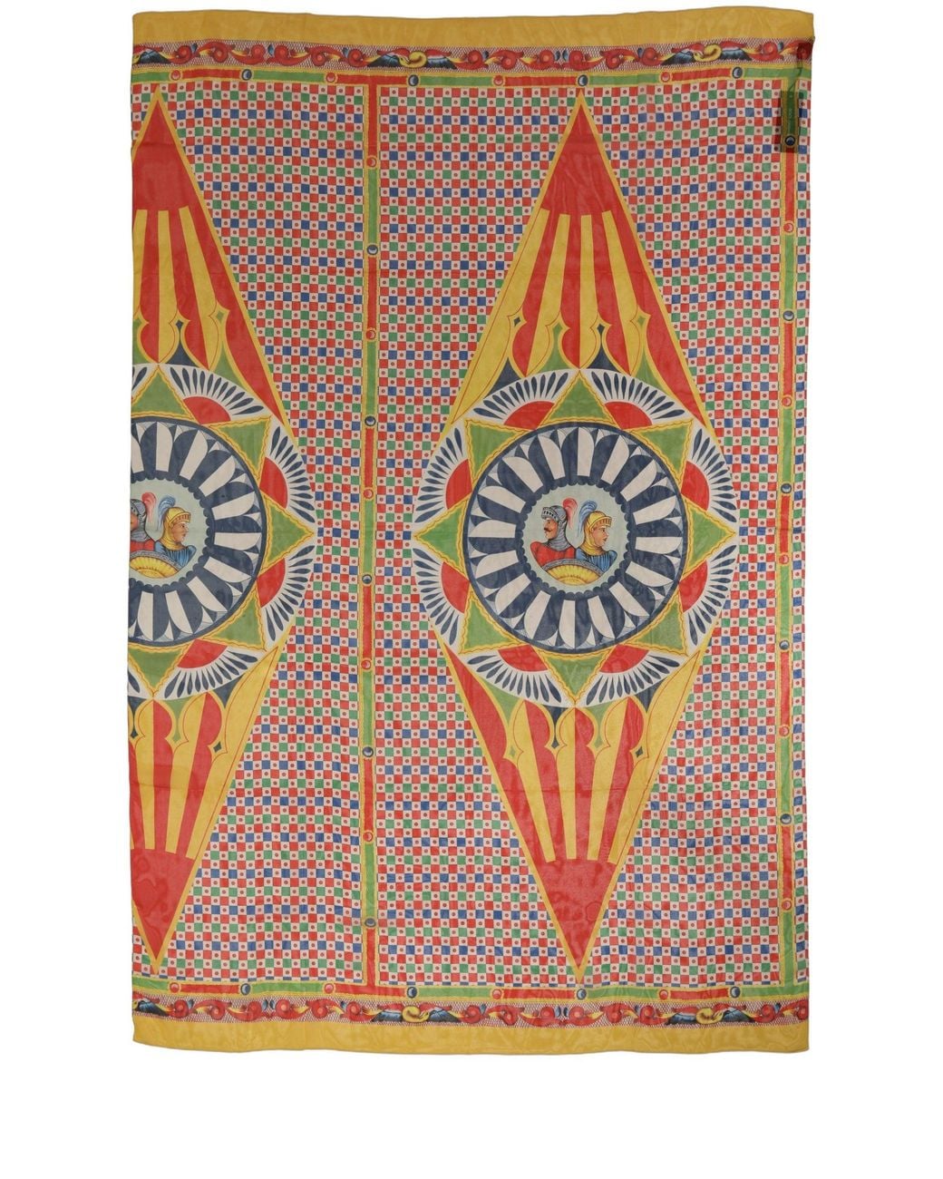 Dolce & Gabbana Orange Multicolor Silk Carretto Print Stole Scarf