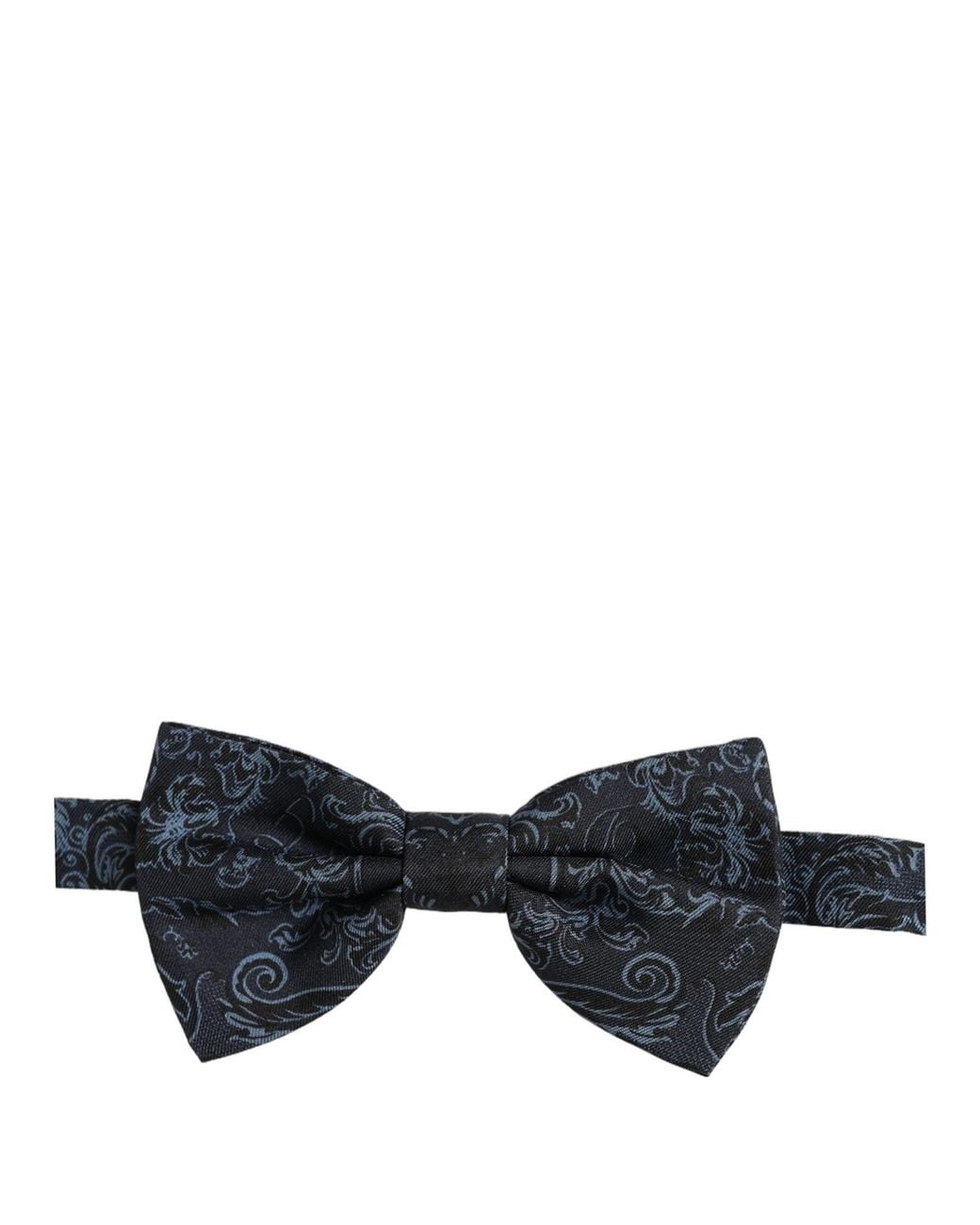 Dolce & Gabbana Black Paisley Adjustable Neck Papillon Bow Tie Silk for men