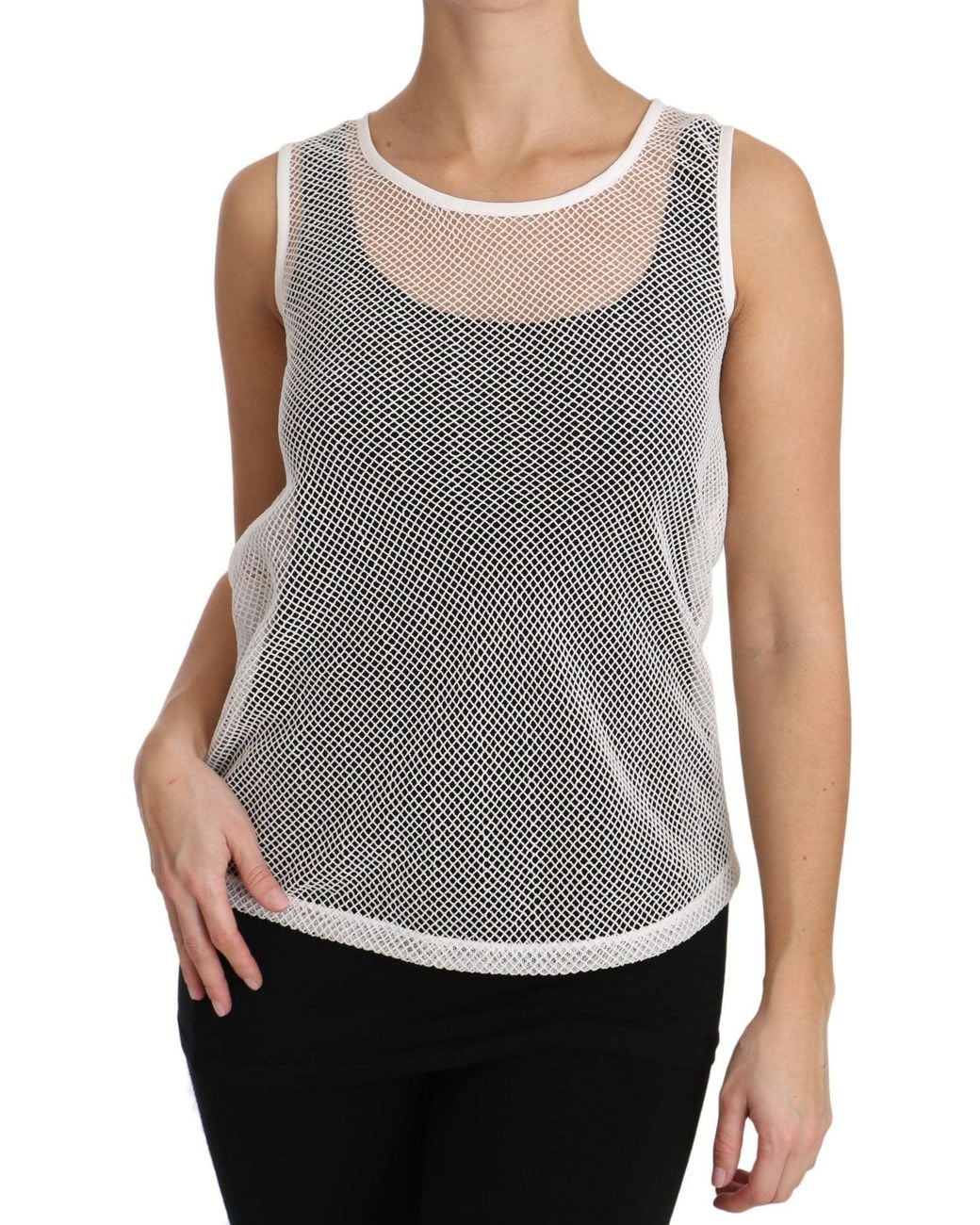Dolce & Gabbana Gray Net Transparent Sleeveless Tank Top