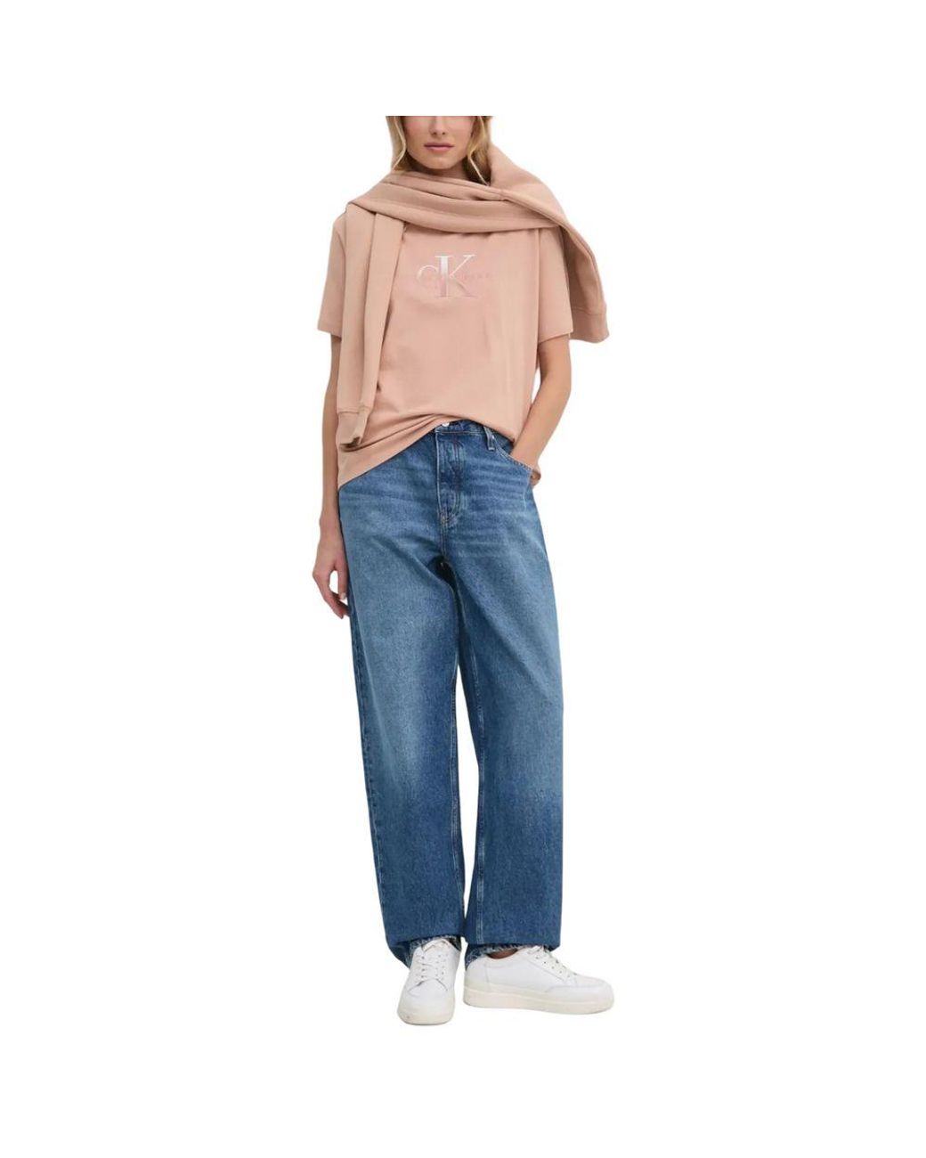 Calvin Klein Blue Cotton Mom Jeans