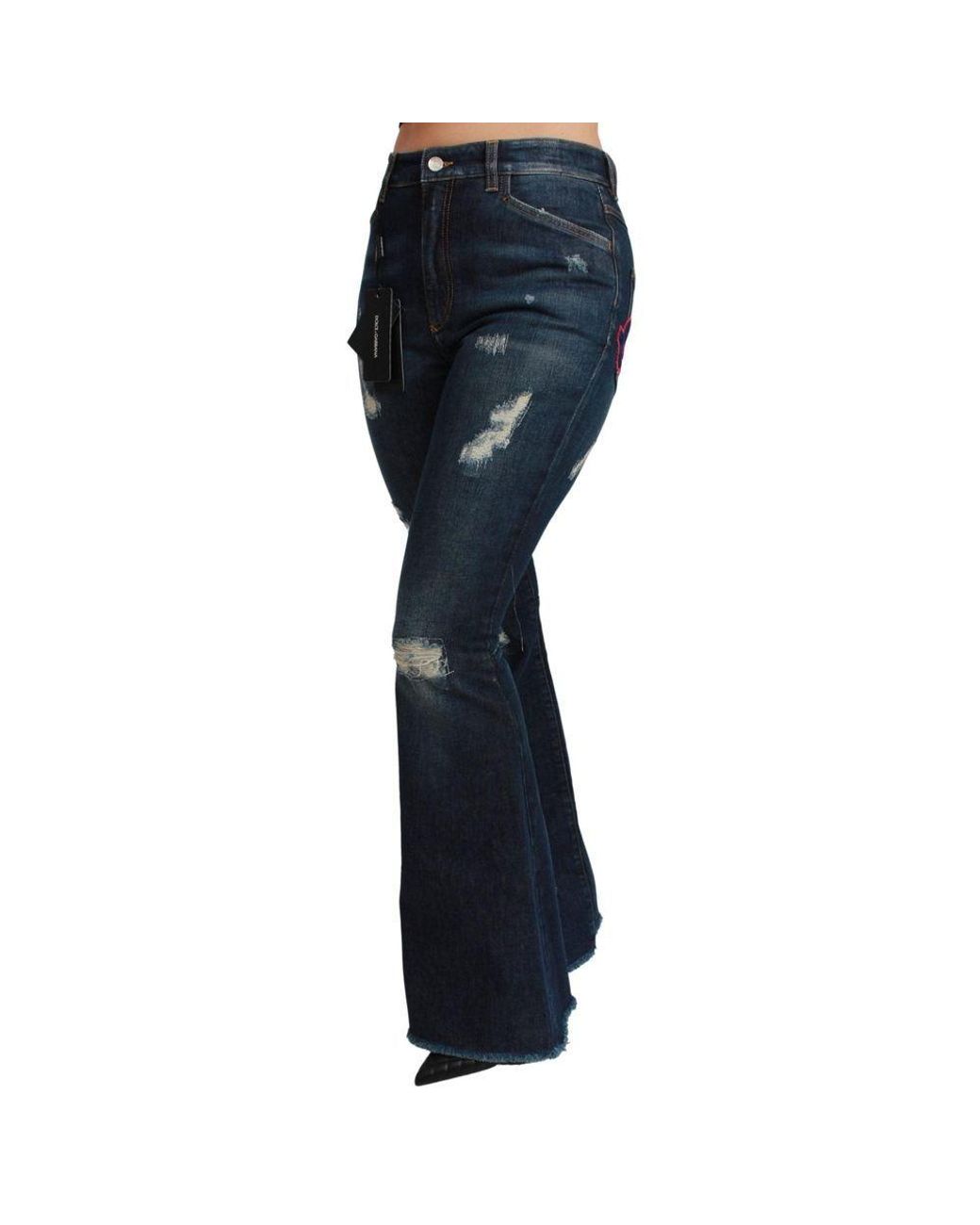 Dolce & Gabbana Blue Cotton Flared Jeans