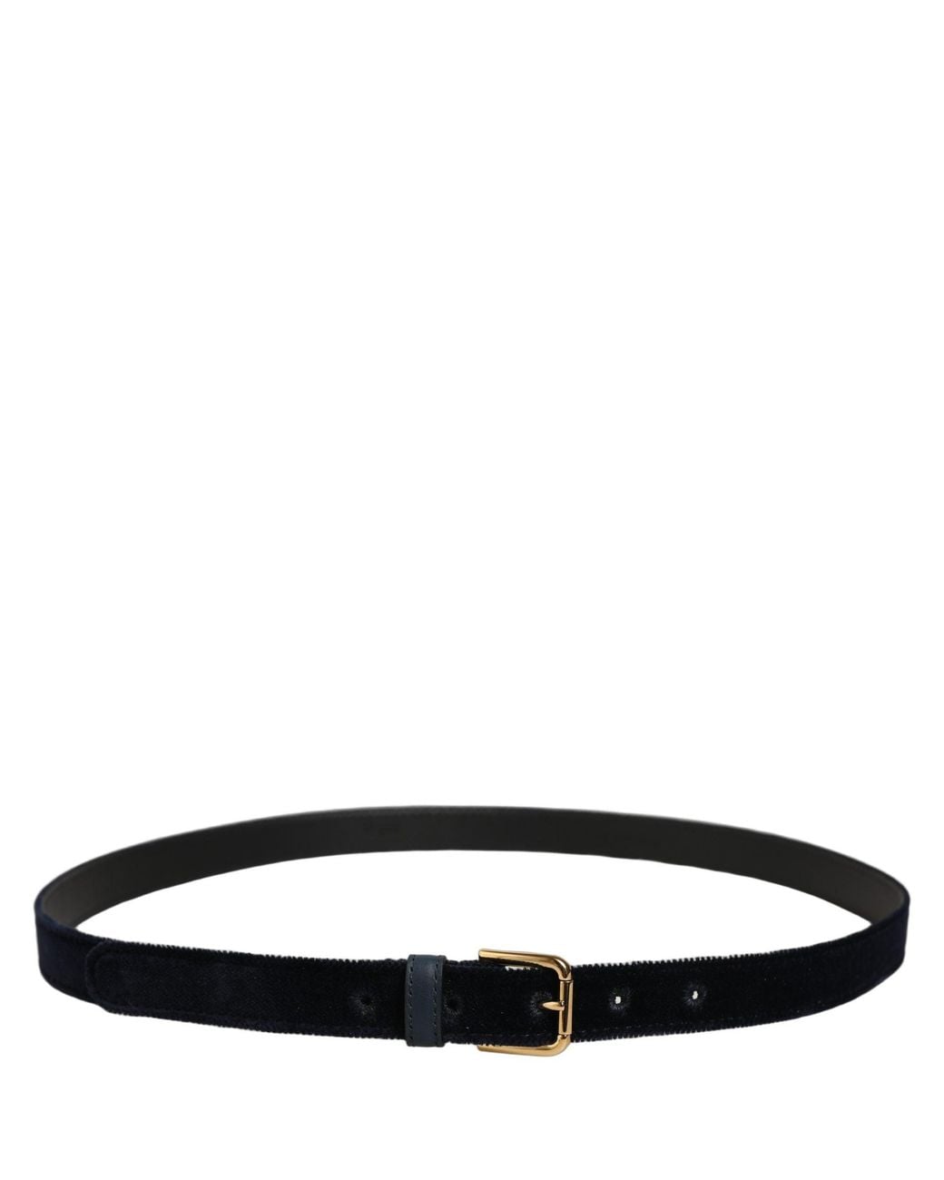 Dolce & Gabbana Black Dark Blue Velvet Gold Tone Metal Buckle Belt