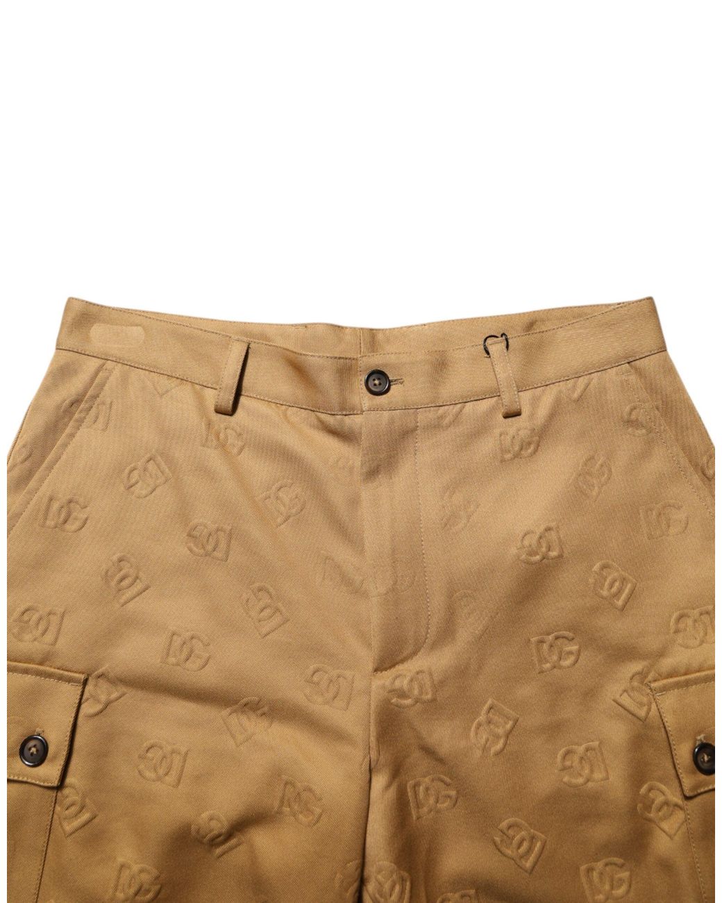 Dolce & Gabbana Natural Brown Cotton Stretch Logo Cargobermuda Shorts for men
