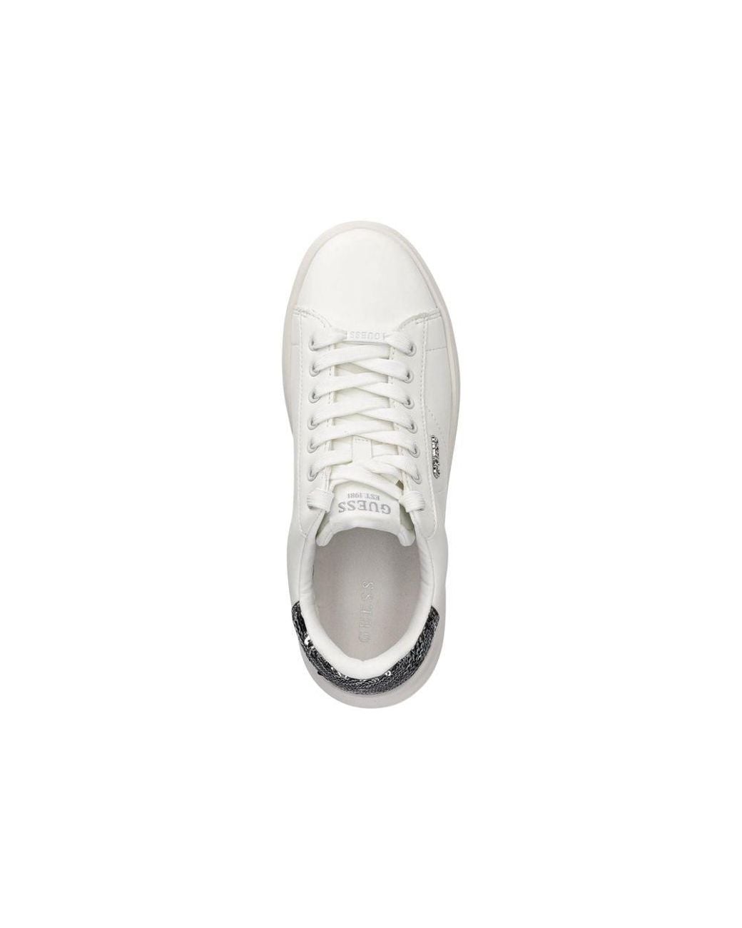 Guess White Silver Leather Sneakers