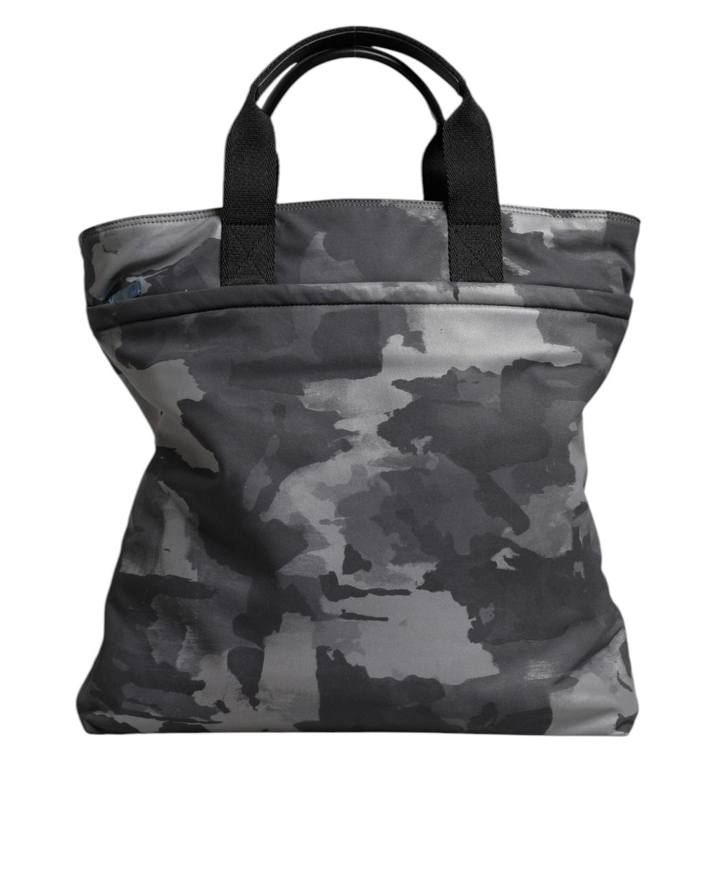 Dolce & Gabbana Black Gray Camo Cotton Multiple Compartments Tote Bag for men