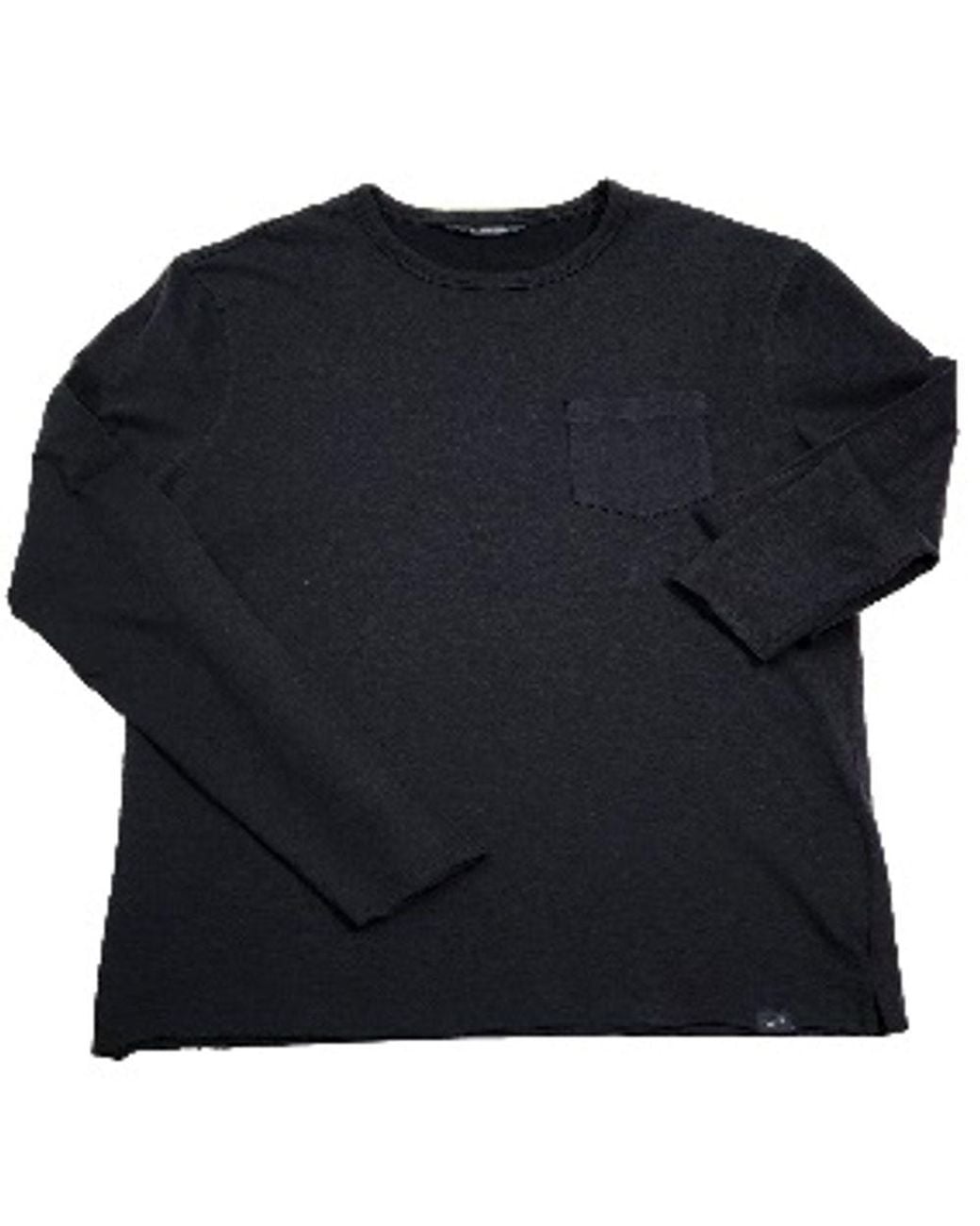 Gas Black Cotton Long Sleeve T for men