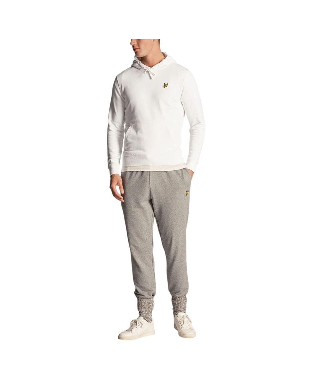 Lyle & Scott Gray White Cotton Hoodie for men