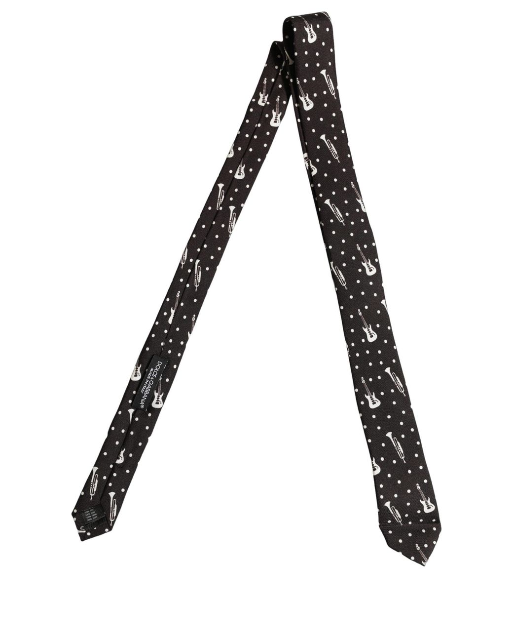 Dolce & Gabbana Black Musical Instrument Silk Adjustable 'Sd Neckmen's Tie for men