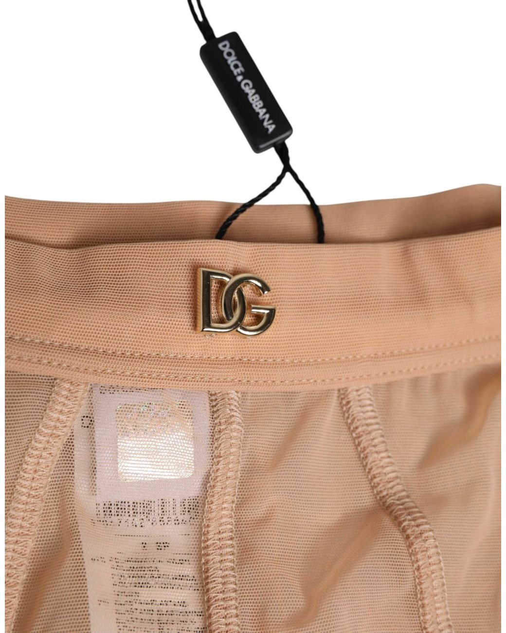Dolce & Gabbana Natural Beige Sheer Mesh High Waist Briefs Underwear