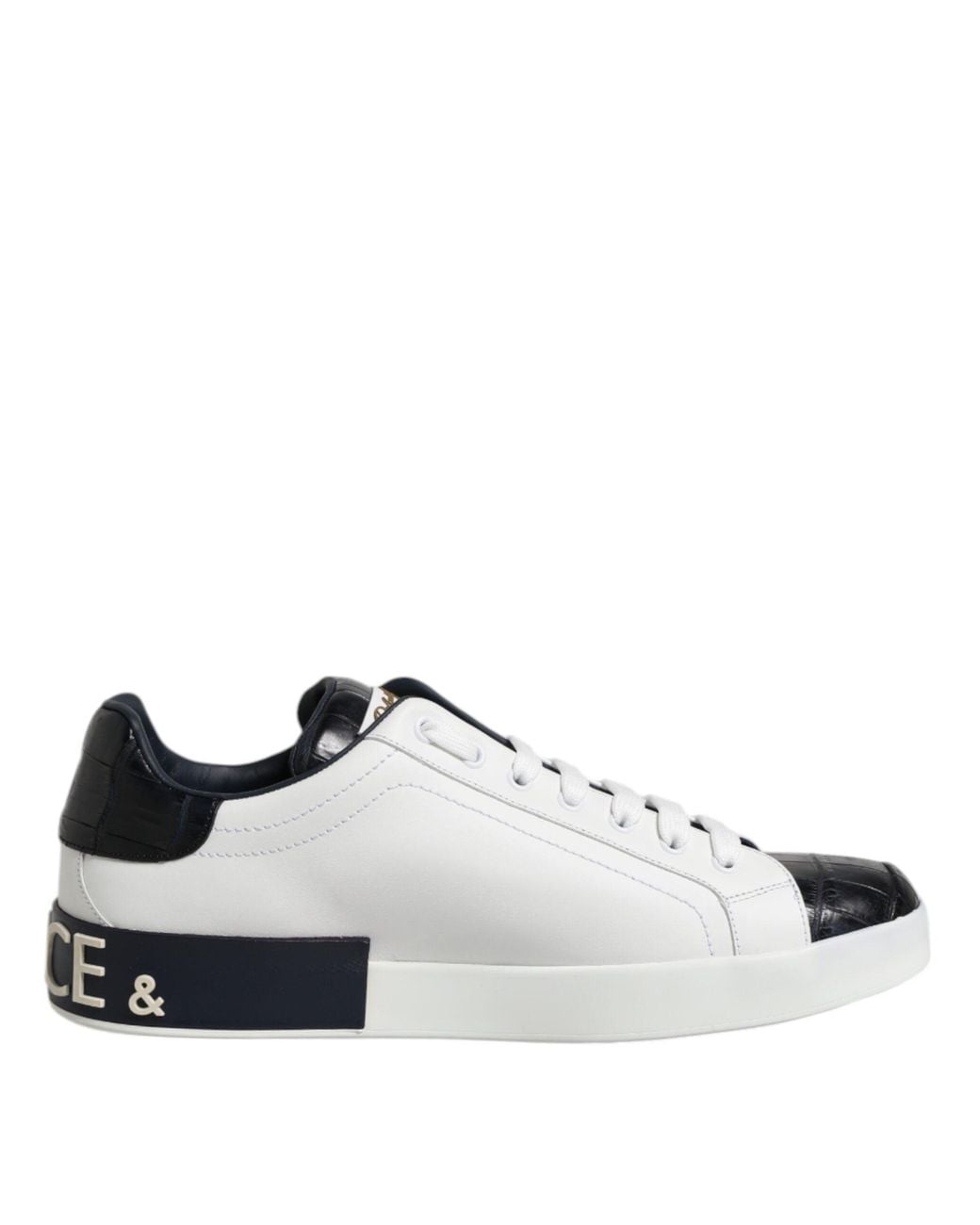 Dolce & Gabbana Multicolor White Black Leather Portofino Sneaker Shoes for men