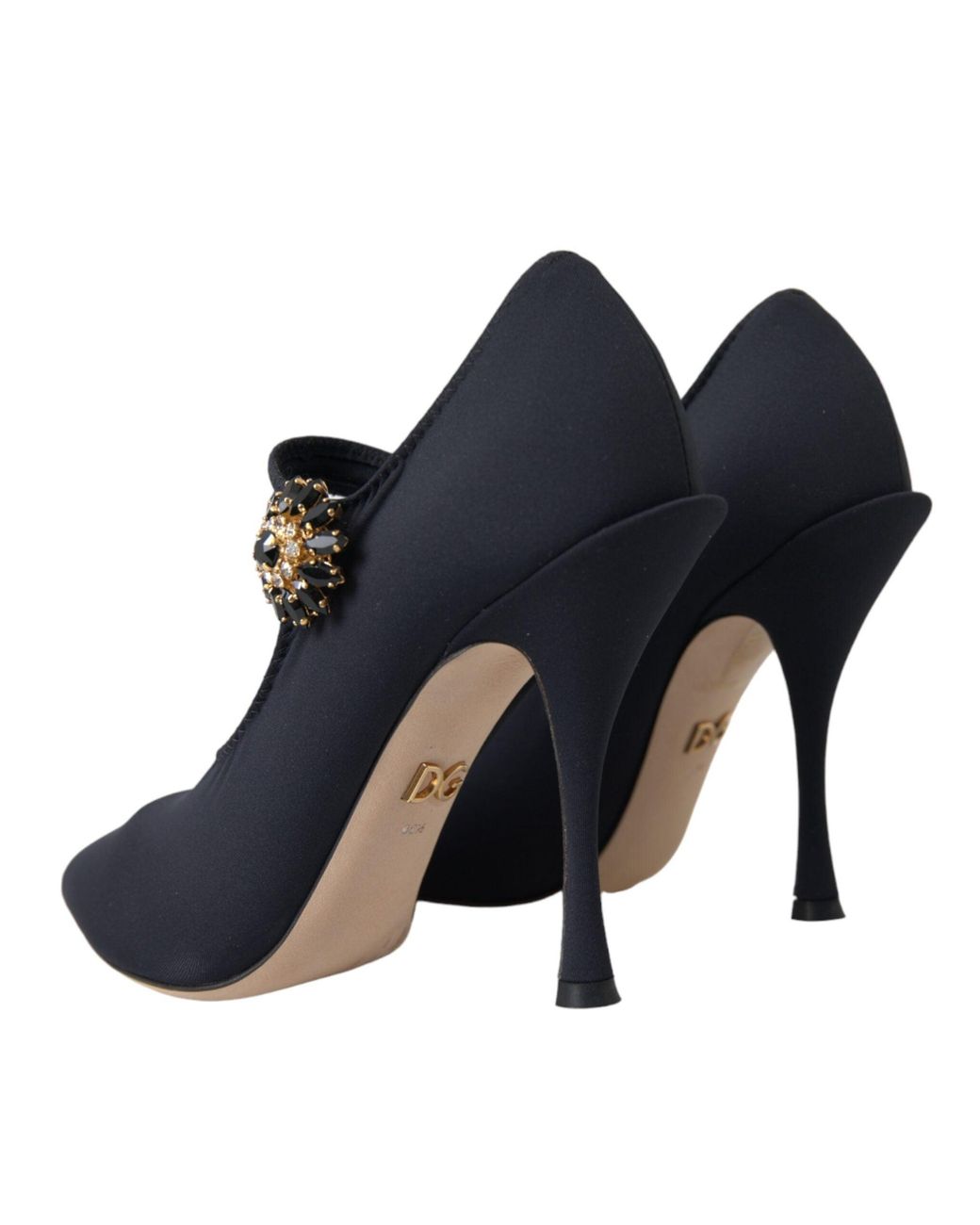 Dolce & Gabbana Blue Mary Jane Jersey Crystal Pumps Shoes
