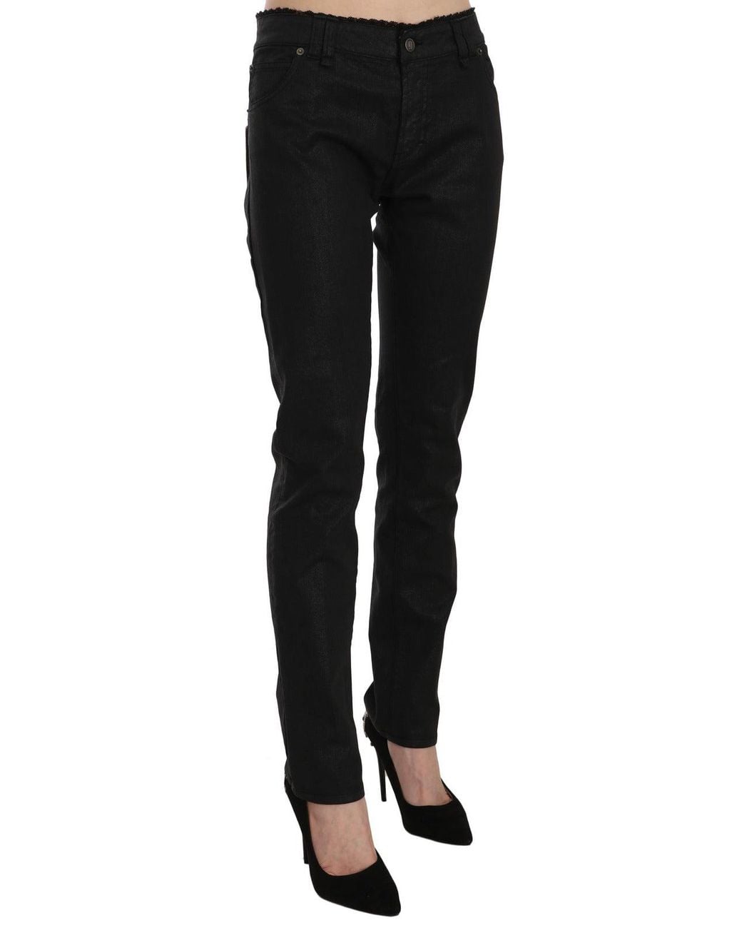 John Galliano Black Mid Waist Skinny Cotton Casual Denim Jeans