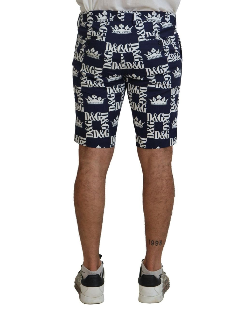 Dolce & Gabbana Black Logo Print Cotton Chinos Shorts for men