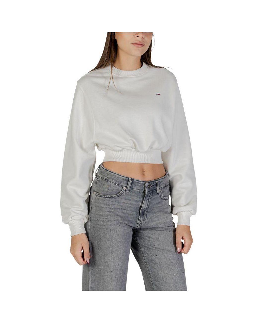 Tommy Hilfiger Gray Cream Recycled Cotton Sweatshirt