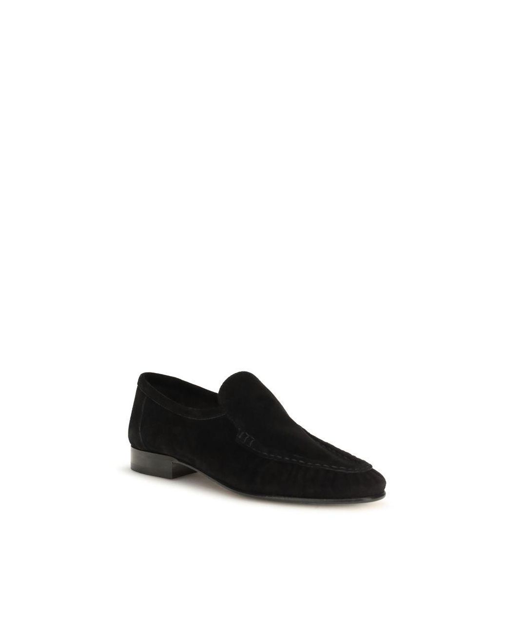 The Row Black Suede Leather Slip-On Loafers