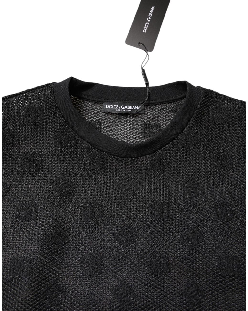Dolce & Gabbana Black Mesh Top Short Sleeve for men
