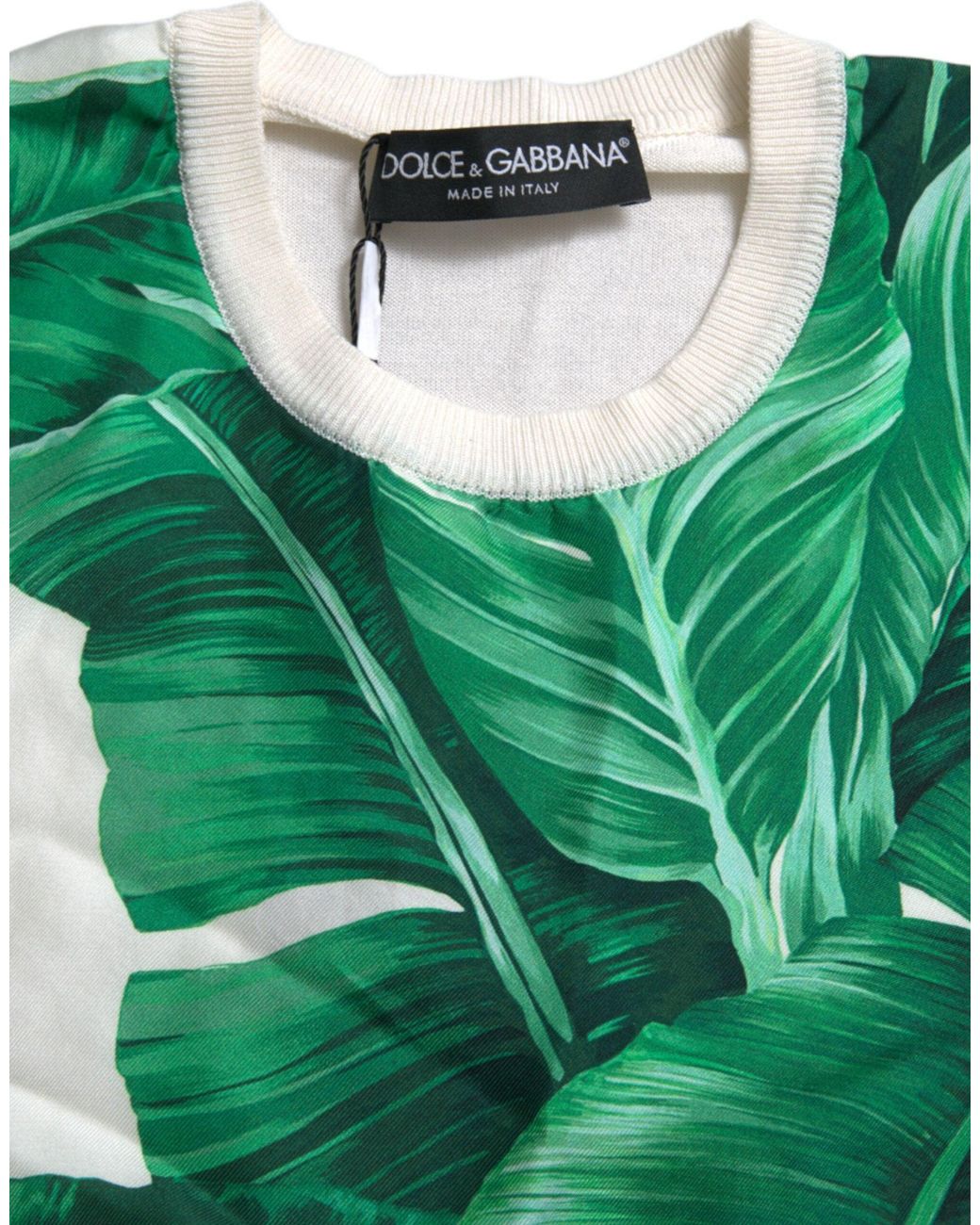 Dolce & Gabbana Green Banana Leaf Print Crew Neck Tank Top