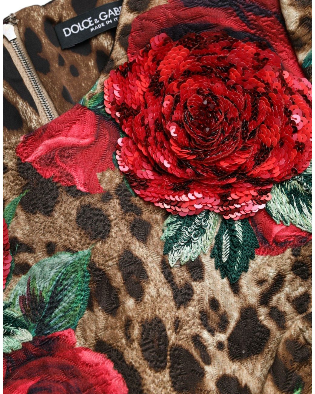 Dolce gabbana leopard rose dress hot sale