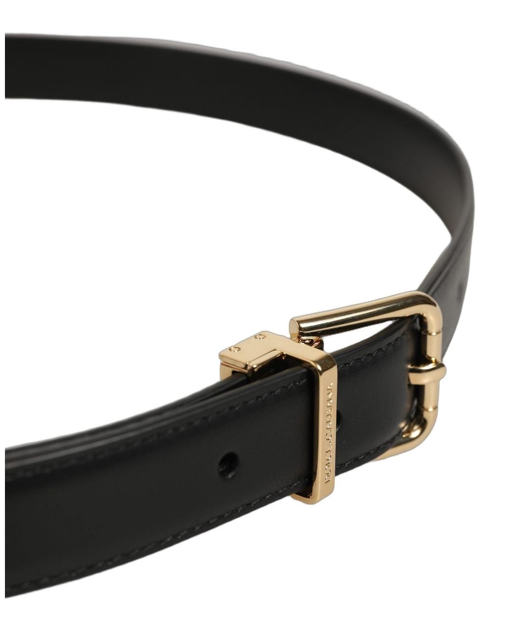 Dolce & Gabbana Black Classic Leather Gold Metal Logo Buckle Belt