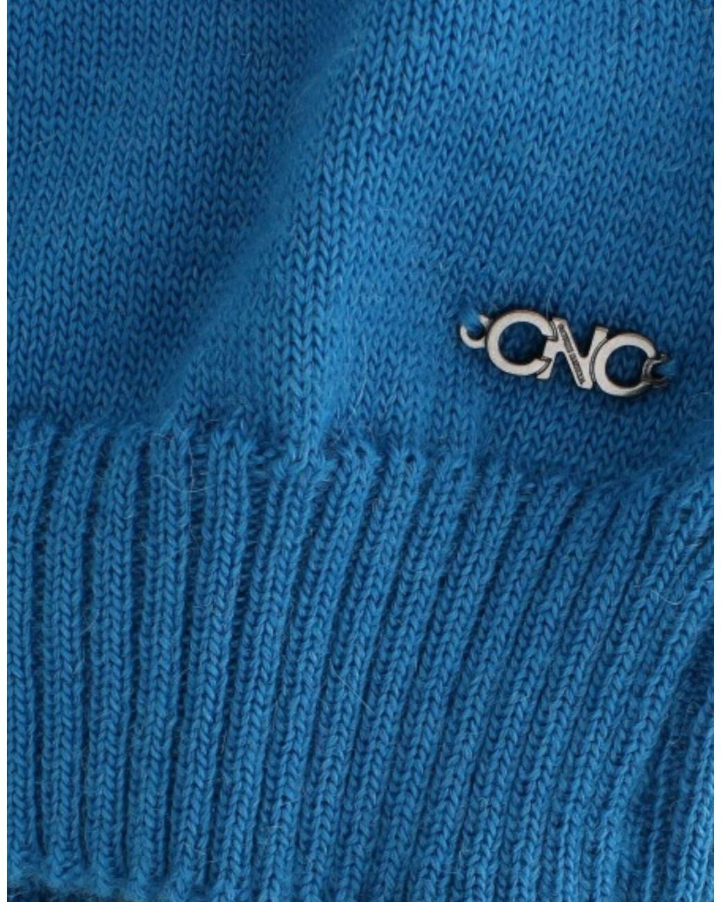 CoSTUME NATIONAL Blue Knitted Scoopneck Sweater
